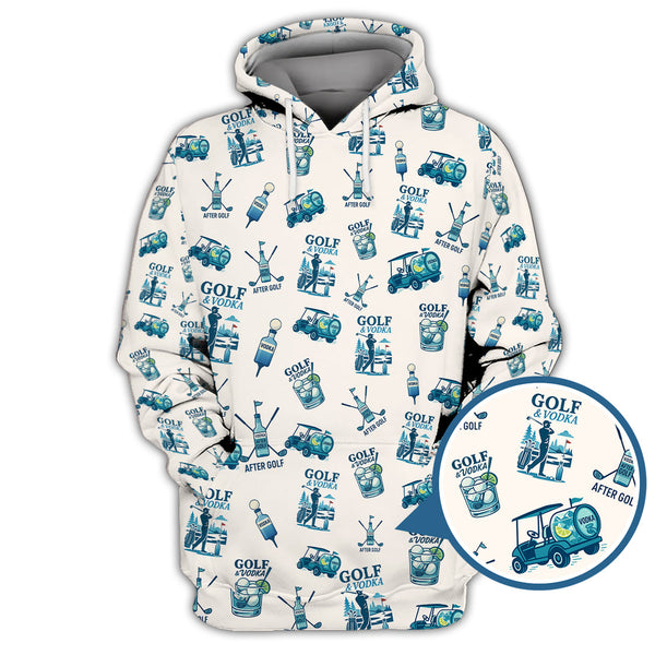 Maxcorners Golf And Vodka Shirt For Golfer, Vodka After Golf Pattern Golf Shirt, Funny Golf Shirt For Men