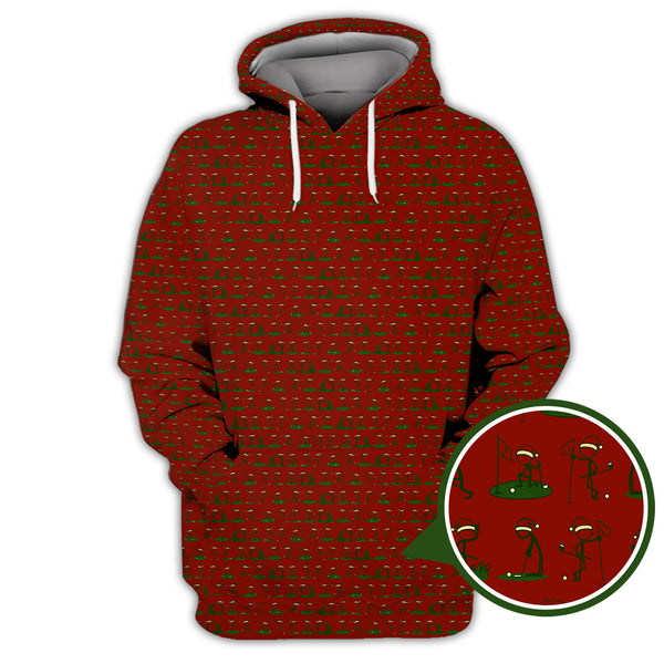 Maxcorners Christmas Golf Shirt, Funny Pattern Golf Shirt, Xmas Golf Shirt For Golfer
