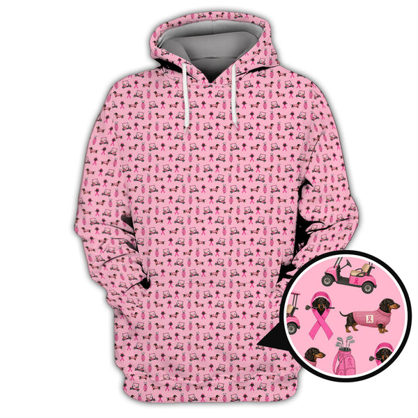 Maxcorners Breast Cancer Golf Shirt, Dachshund Golf Shirt, Pattern Golf Shirt For Golfer