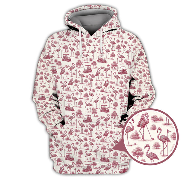 Maxcorners Flamingo Golf Shirt, Funny Pattern Golf Shirt, Crazy Golf Shirt For Golfer