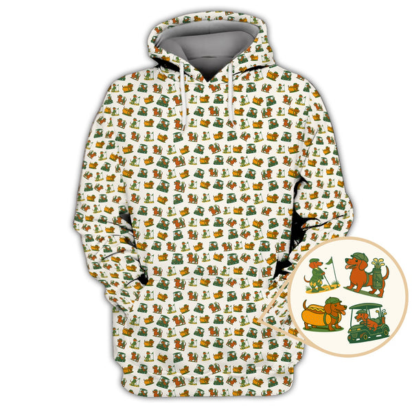 Maxcorners Dachshund Pattern Golf Shirt – Funny Dog Golf Polos For Pet Lovers - Golf Gift For Golfers