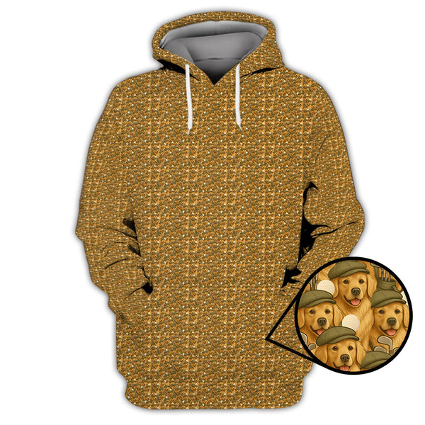 Maxcorners Golden Retriever Golf Shirt, Pattern Golf Shirt, Dog Golf Shirt For Golfers