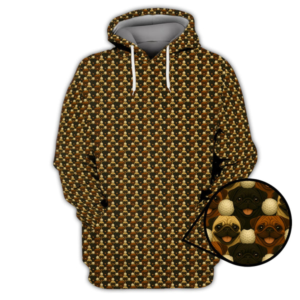 Maxcorners Pug Golf Polos For Golfers, Pug Golf Pattern Shirt, Funny Dog Golf Shirt For Men