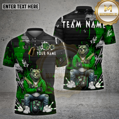 Maxcorners Bowling Shirt Bear Graffiti Hoodie Gangster Multioptions Personalized Name, Team Name Unisex 3D Shirt