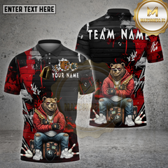 Maxcorners Bowling Shirt Bear Graffiti Hoodie Gangster Multioptions Personalized Name, Team Name Unisex 3D Shirt