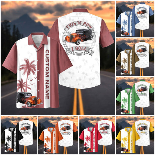 Maxcorners This Is How I Roll Hot Rod Hawaiian Shirt - Custom Photo Classic Car Shirt - Personalized Name Car Hawaiian Shirt
