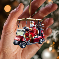 Maxcorners Golf Cart Santa Christmas Ornament, Personalized Ornament 2D Flat LM2211