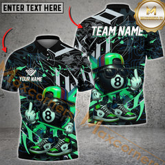 Maxcorners Billiard Street Style 8-Ball Multicolor Customized Name, Team Name 3D Shirts