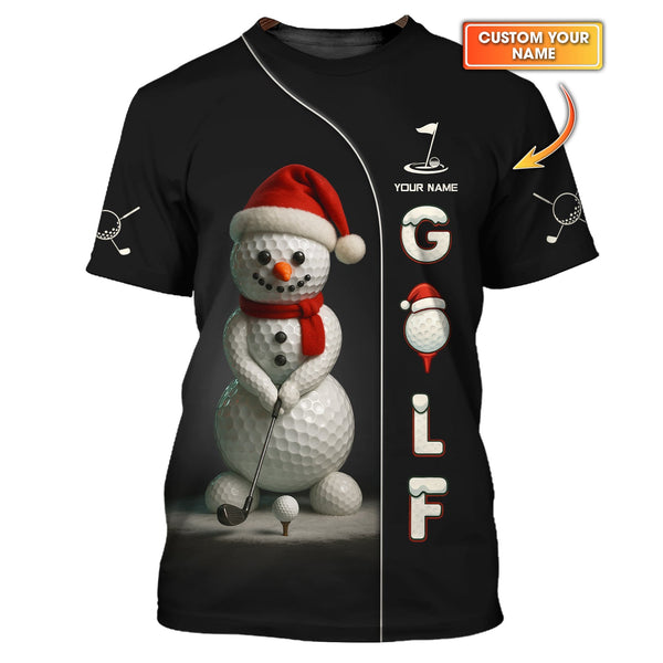 Maxcorners Personalized Christmas Golf Shirt, Snowman Playing Golf With Custom Name, Funny Golf Shirt For Men