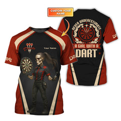 Maxcorners Never Underestimate a Girl with a Dart Shirt, Custom Darts Polo Shirts, Darts Jerseys LM0509