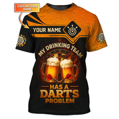 Maxcorners Funny Darts and Beer Shirt – My Drinking Team Has a Darts Problem – Custom Dart Team Tee LM0509