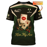 Kiss My Ace Poker Shirt, Funny Poker Polos, Personalized Name Poker Shirts