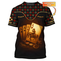 Maxcorners Custom Name Cowboy Poker Polos, Texas Hold Em Shirts, Funny Poker T-Shirt For Men'sLM1009