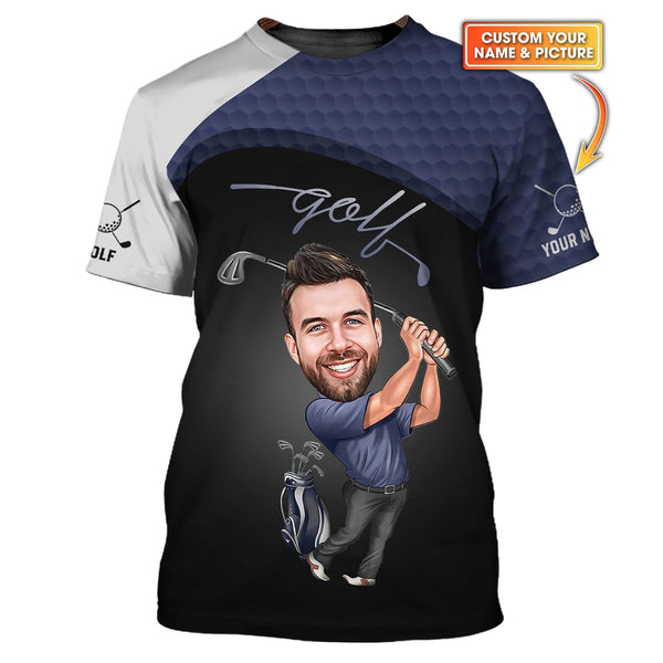 Maxcorners Custom Face Golf Polos, Crazy Golf Shirts, Funny Golf Shirt For Men