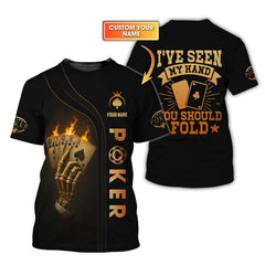 Maxcorners Custom Poker Shirt Skeleton Hand Design for Poker Team Player, I've Seen My Hand You Should FoldLM1009