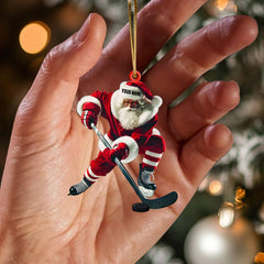 Maxcorners Hockey Santa Pose Christmas Ornament, Personalized Ornament 2D Flat LM2211