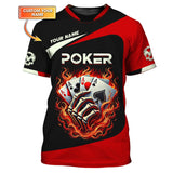 Custom Poker Four Of A Kind Aces On Fire T-Shirt, Poker Shirts, Gift For Poker Players