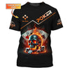 Maxcorners Custom Poker-Themed T-Shirt with Fiery Skull, Aces and Poker Chips Design, Poker T ShirtsLM1009