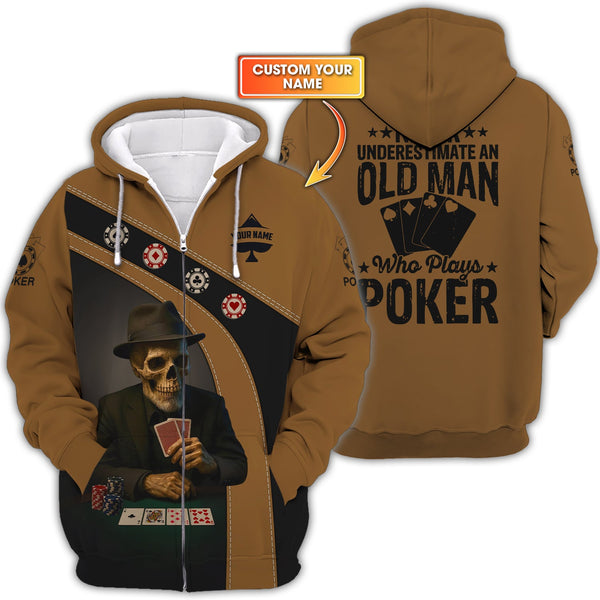 Custom Poker Shirts, Never Underestimate An Old Man Poker Chips T Shirt, Poker Gift for Lover