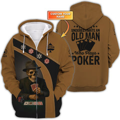 Maxcorners Custom Poker Shirts, Never Underestimate An Old Man Poker Chips T Shirt, Poker Gift for LoverLM1009