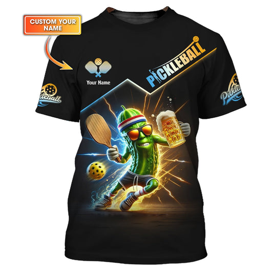 Maxcorners Custom Name Pickleball Funny Beer T Shirt, Pickleball Jersey, Gifts For Pickleball Players