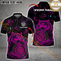 Maxcorners Darts Neon Wolf Dart Multicolor Customized Name, Team Name 3D Shirts
