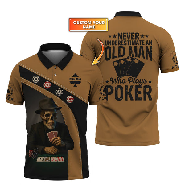 Custom Poker Shirts, Never Underestimate An Old Man Poker Chips T Shirt, Poker Gift for Lover
