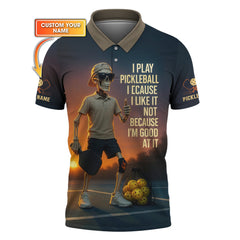 Maxcorners Custom Funny Pickleball Shirt Navy, Skeleton Pickle ball Shirt for Men, Pickleball Gift for Players LM0509