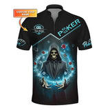 Grim Reaper Poker Shirt – Custom Name Skull in Suit with Magic Poker Chips Design Tee