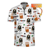 Poker And Whiskey Custom Name Shirt - I'm All In Poker Skull Poker Pattern Tees