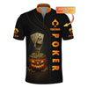 Maxcorners Poker Halloween Shirt, Funny Poker T-Shirt, Custom Name Skeleton Pumpkin Poker PolosLM1009