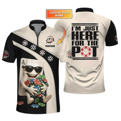 Maxcorners Funny Poker Shirts, I'M JUST HERE FOR THE POT Shirt, Custom Poker Polos For Men, Gifts For Poker LoversLM1009