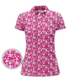 Maxcorners American Tatas Funny Golf Shirt, Pattern Golf Polos For Women,Breast Cancer Golf Shirt For Golfers