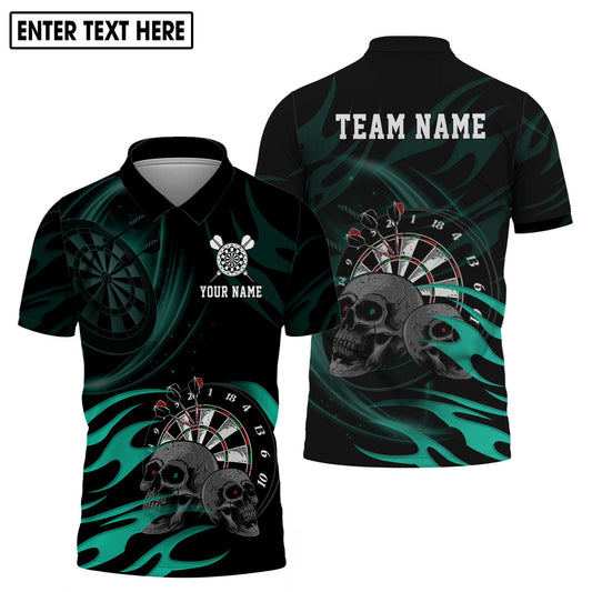 MaxCorners Darts Black Green Color  Customized Name 3D Polo Shirt For Men