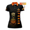 Maxcorners Poker Halloween Shirt, Funny Poker T-Shirt, Custom Name Skeleton Pumpkin Poker PolosLM1009