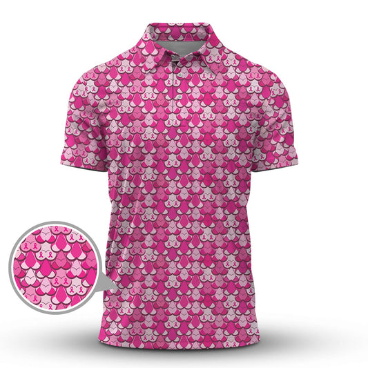 Maxcorners American Tatas Funny Golf Shirt, Pattern Golf Polos For Women,Breast Cancer Golf Shirt For Golfers