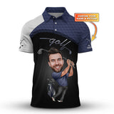 Maxcorners Custom Face Golf Polos, Crazy Golf Shirts, Funny Golf Shirt For Men