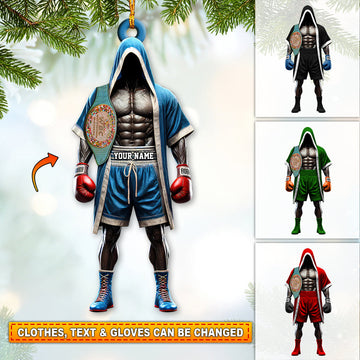 Maxcorners Custom Name Boxing Ornament, Christmas Gift for Boxing Lovers 2D Flat LM2211
