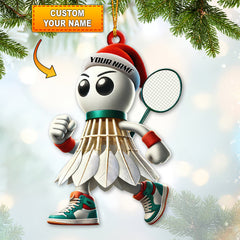Maxcorners Custom Name Badminton Ornament, Badminton Lover Christmas Gift 2D Flat LM2211
