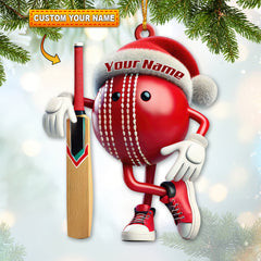 Maxcorners Custom Name Cricket Ball Ornament, Cricket Ball Lover Christmas Gift 2D Flat LM2211