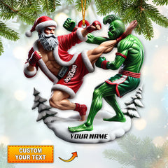 Maxcorners Custom Name Muay Thai Santa Ornament, Christmas Gift for Muay Thai Lover 2D Flat LM2211