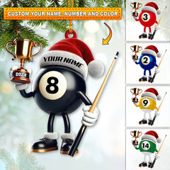 Maxcorners Custom Name Billiard Ornament, Billiard Lover Christmas Gift8 2D Flat LM2111