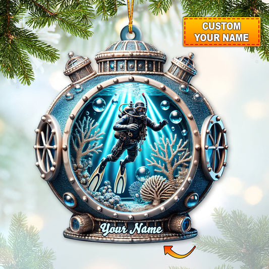 Maxcorners Custom Name Diving Ornament, Christmas Gift for Diving Lover5 2D Flat LM2111