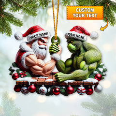 Maxcorners Custom Name Santa and Stink Ornament, Santa and Stink Christmas Gift 2D Flat LM2111