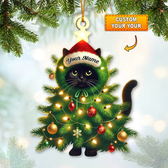 Maxcorners Custom Name Cat Christmas Tree Ornament, Cat Christmas Gift 2D Flat LM2111
