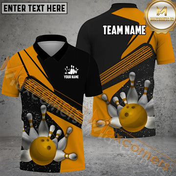 Maxcorners Ball Pattern Bowling Jersey Multicolor Option Customized Name, Team Name 3D Polo Shirt