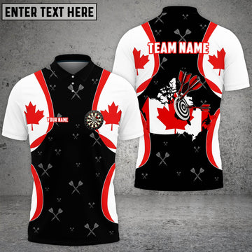 MaxCorners Darts Canada Flag  Customized Name 3D Polo Shirt For Men