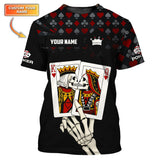 Custom Funny Skeleton Poker Shirt, King & Queen Playing Card Polos, Gifts For Poker Players