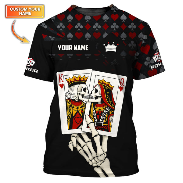 Custom Funny Skeleton Poker Shirt, King & Queen Playing Card Polos, Gifts For Poker Players