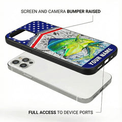 Maxcorners Marlin Fishing Hook Graphic & Jumping Fish Art Personalized Name Phone Case